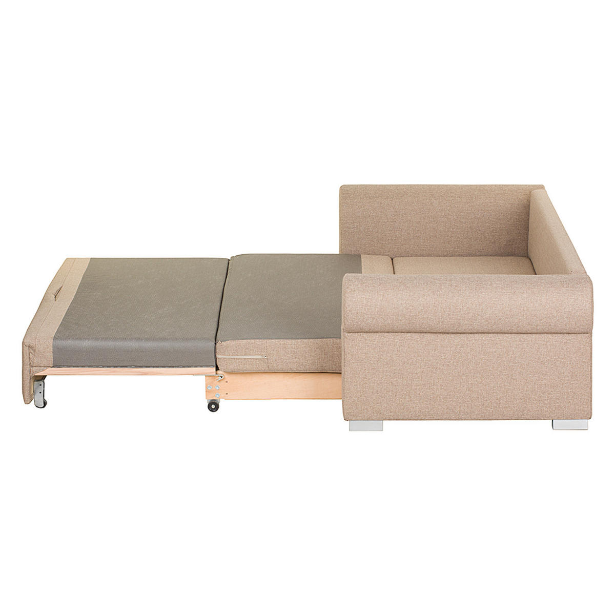 SCHLAFSOFA - Beige/Braun, Textil (204/90/90cm) - home24