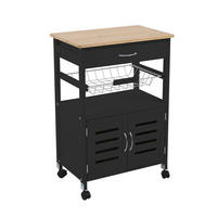 KÜCHENWAGEN mit Korb Schwarz - Schwarz, Holz (58/84.5/37cm) - SVITA
