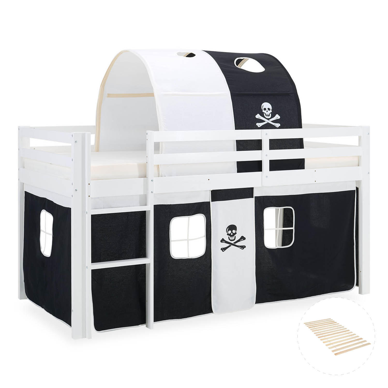HOCHBETT Lattenrost Tunnel 90/200 cm Pirat - Schwarz/Weiß, Holz - Homestyle4u