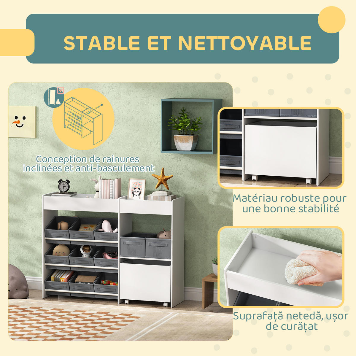 KINDERREGAL DE-17251 11 Aufbewahrungsboxen & Schrankfach Weiß - Weiß, Naturmaterialien (105/80/30cm) - ComfortXL