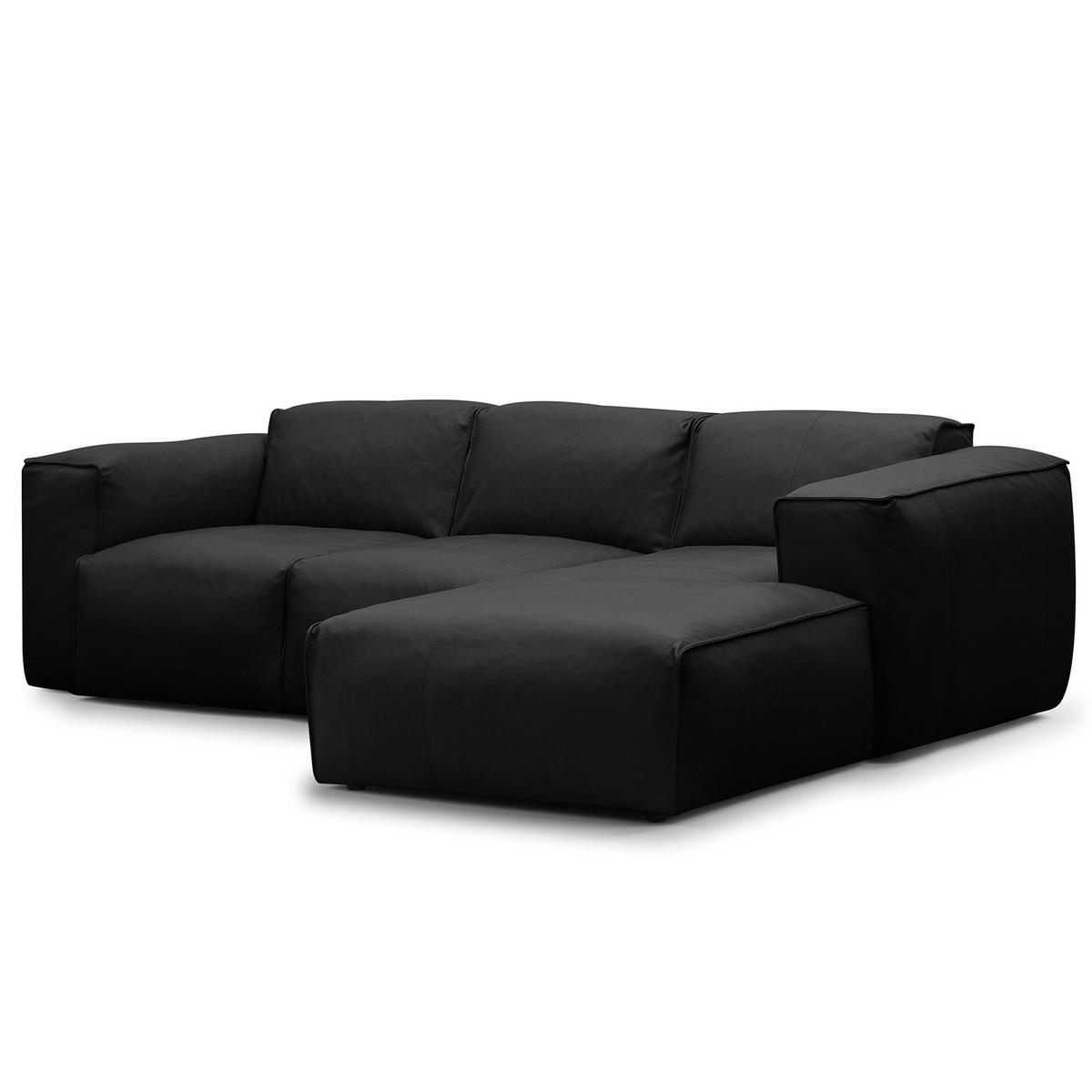 3-SITZER ECKSOFA mit Longchair - Schwarz, Leder/Kunststoff (251/173cm) - home24