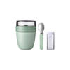 LUNCHPOT + FALTBARER LÖFFEL Ellipse Nordic Sage 500 + 200 ml - Grün, Kunststoff (10.7/16.9/10.7cm) - Mepal