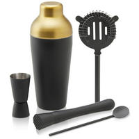 COCKTAIL-SET Glamour in Schwarz/Goldfarben,5-teilig - Schwarz, Metall (1/1/1cm) - Premium Living