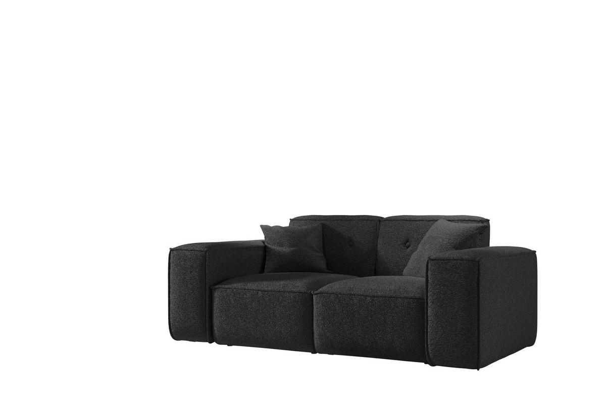 SOFA Zweisitzer PULA Stoff Antic Schwarz - Schwarz, Holz (186/73/88cm) - Kaiser Möbel