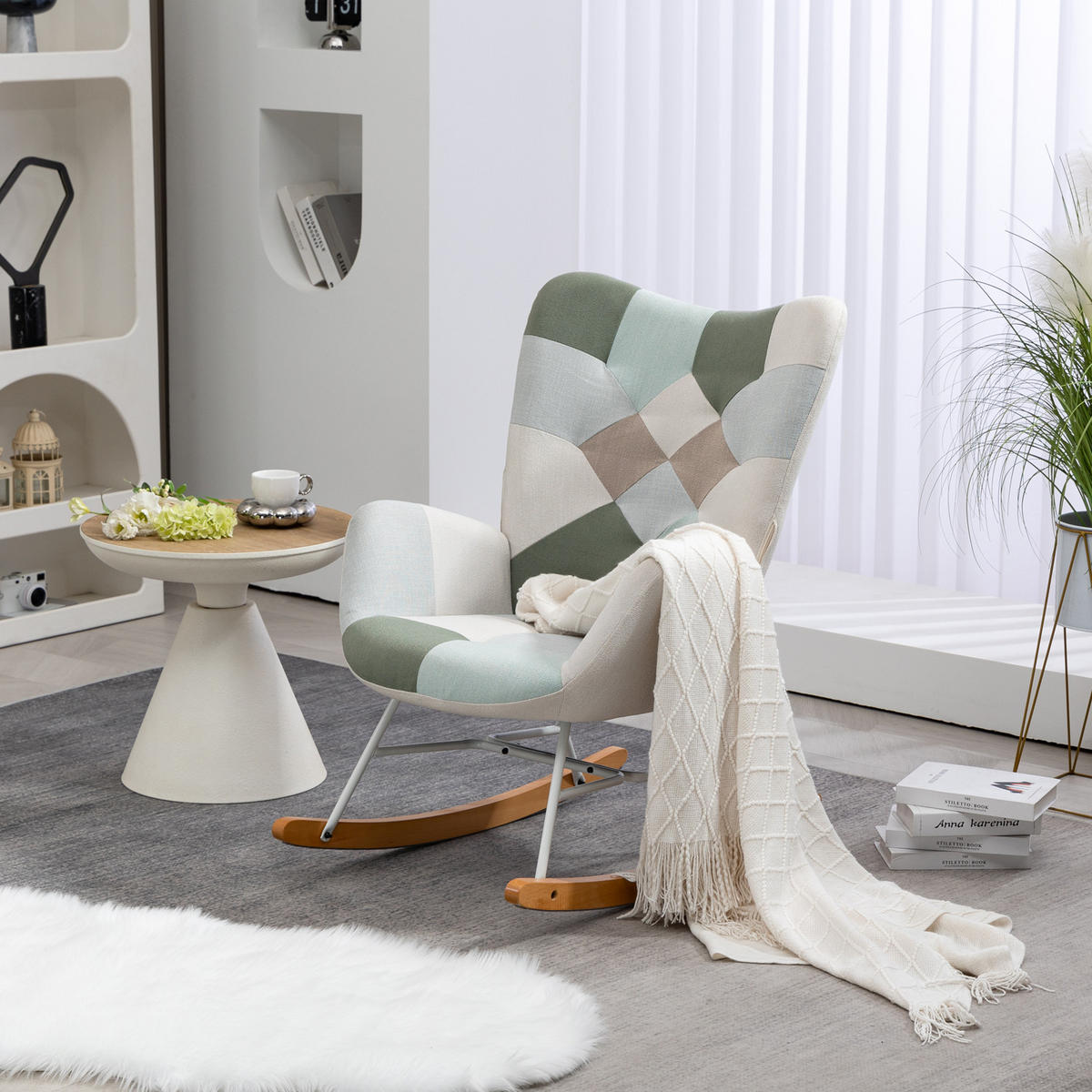 SCHAUKELSTUHL in Webstoff Multicolour - Multicolor, Metall (68/98/85cm) - Meubles Cosy