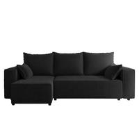 ECKSOFA Tobi mit Bettkasten und Schlaffunktion, L-Form, Cordstoff, Universal - Schwarz, Holzwerkstoff (246/145cm) - 4ALL HOME