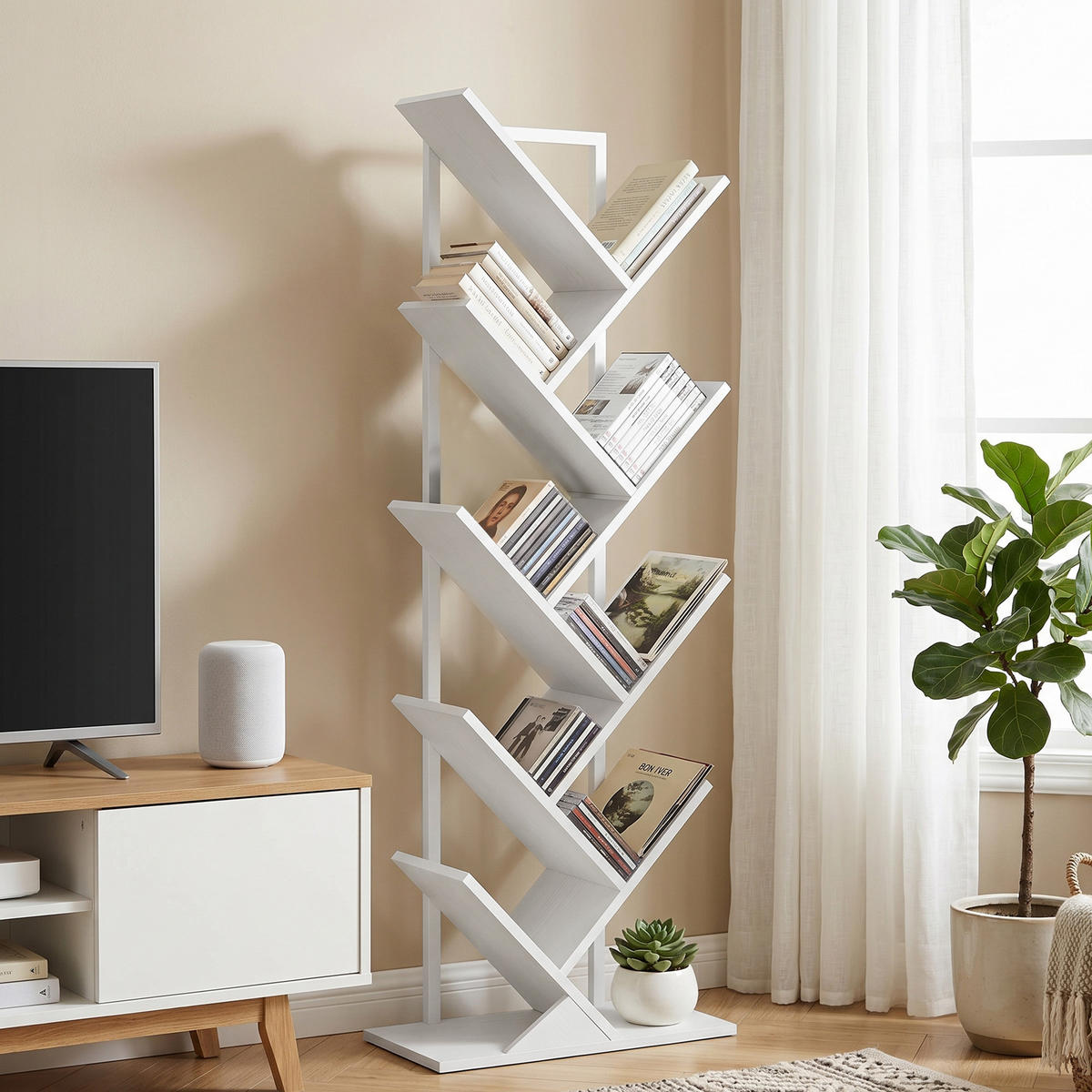 BÜCHERREGAL Weiß 50/24/136 cm - Weiß, Holzwerkstoff/Metall (24/136/50cm) - PANGIVO