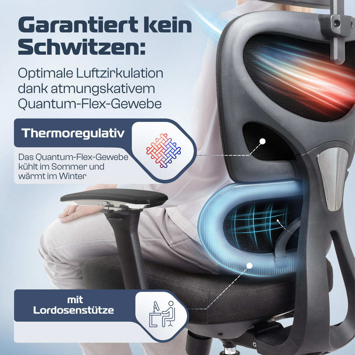 BÜROSTUHL ProSeat Schwarz - Silberfarben/Schwarz, Kunststoff/Textil (70/145/70cm) - Clouvou