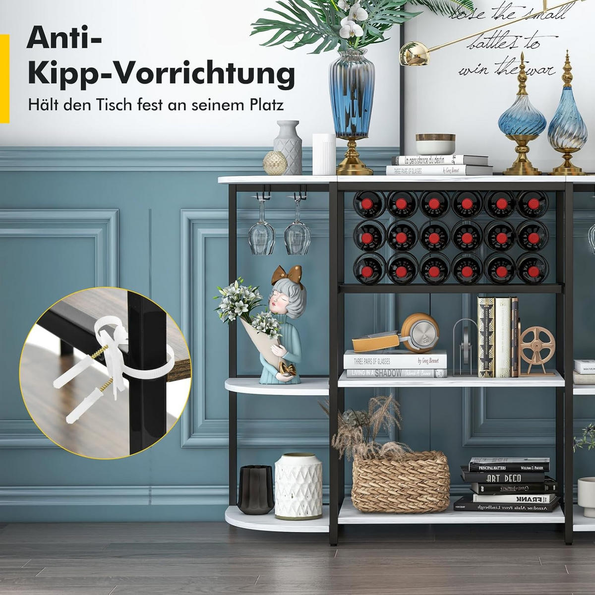 WEINREGAL Weiß - Weiß, Holz (120/91/40cm) - COSTWAY