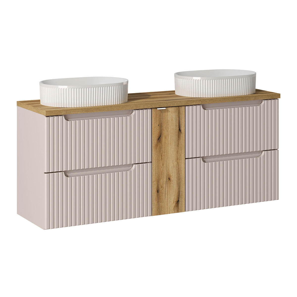 DOPPELWASCHTISCH 140.4cm Riva Kaschmir - Beige, Holzwerkstoff (140.4/59/40cm) - Petits-meubles