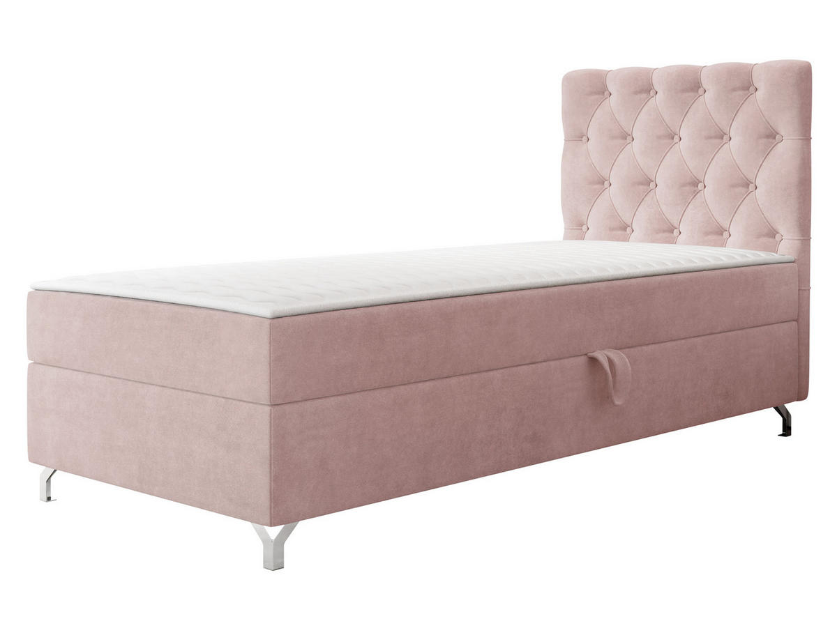 BOXBETT Chester 1, Seite: Rechts - Hellrosa/Silberfarben, Holz/Textil (90/200cm) - MIRJAN24