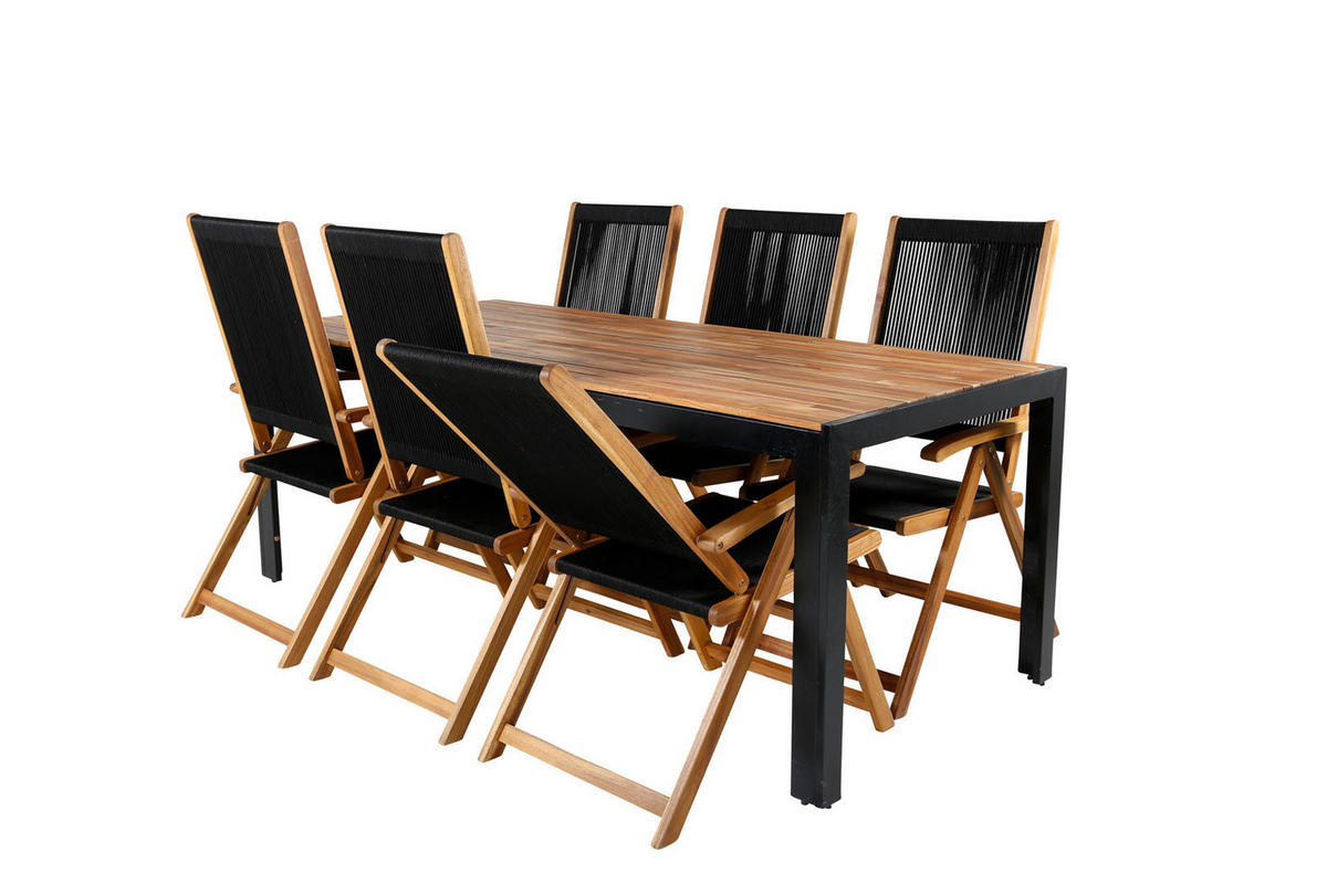GARTENTISCHGRUPPE Schwarz - Schwarz, Holzwerkstoff - ebuy24