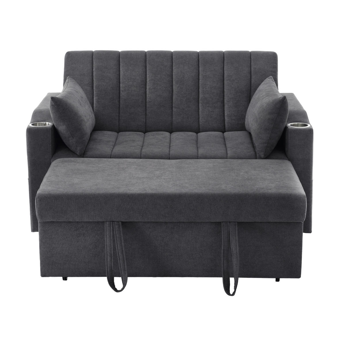 SCHLAFSOFA Multifunktional mit verstellbarer Rückenlehne und Getränkehaltern Grau Baumwolle 136/162/84 cm - Grau, Textil (136/84/162cm) - OKWISH