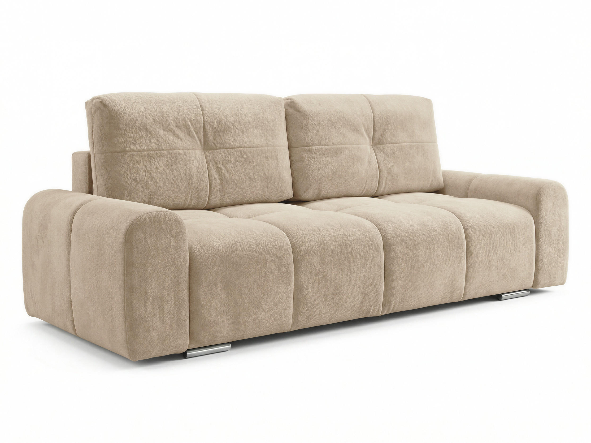 SCHLAFSOFA Fluffy - Beige (Vibe 06) - Chromfarben/Beige, Holz/Kunststoff (245/100/99cm) - Sofnet