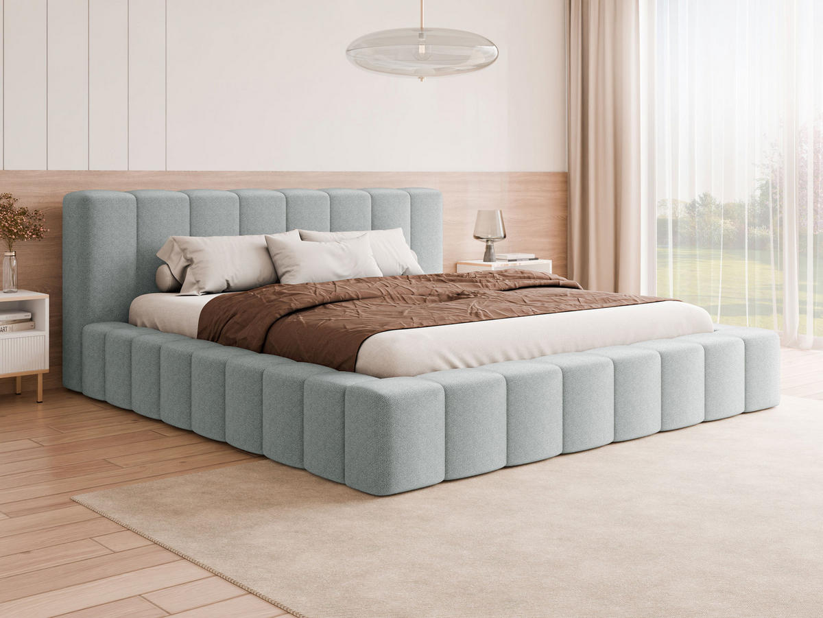POLSTERBETT Makira - Hellgrau, Holz/Holzwerkstoff (200/200cm) - MIRJAN24