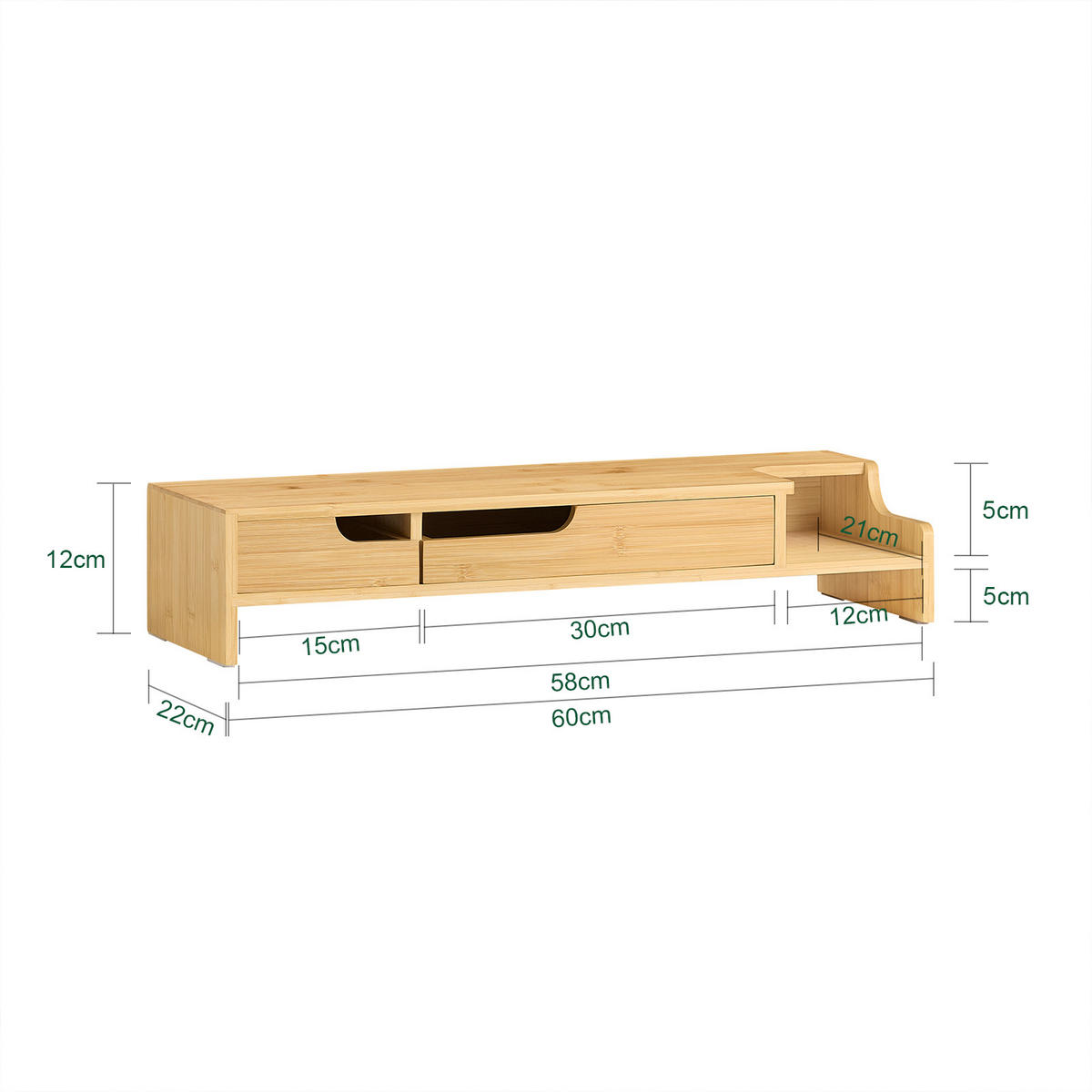 MONITORSTÄNDER Natur - Naturfarben, Holz/Holzwerkstoff (22/60/12cm) - SoBuy