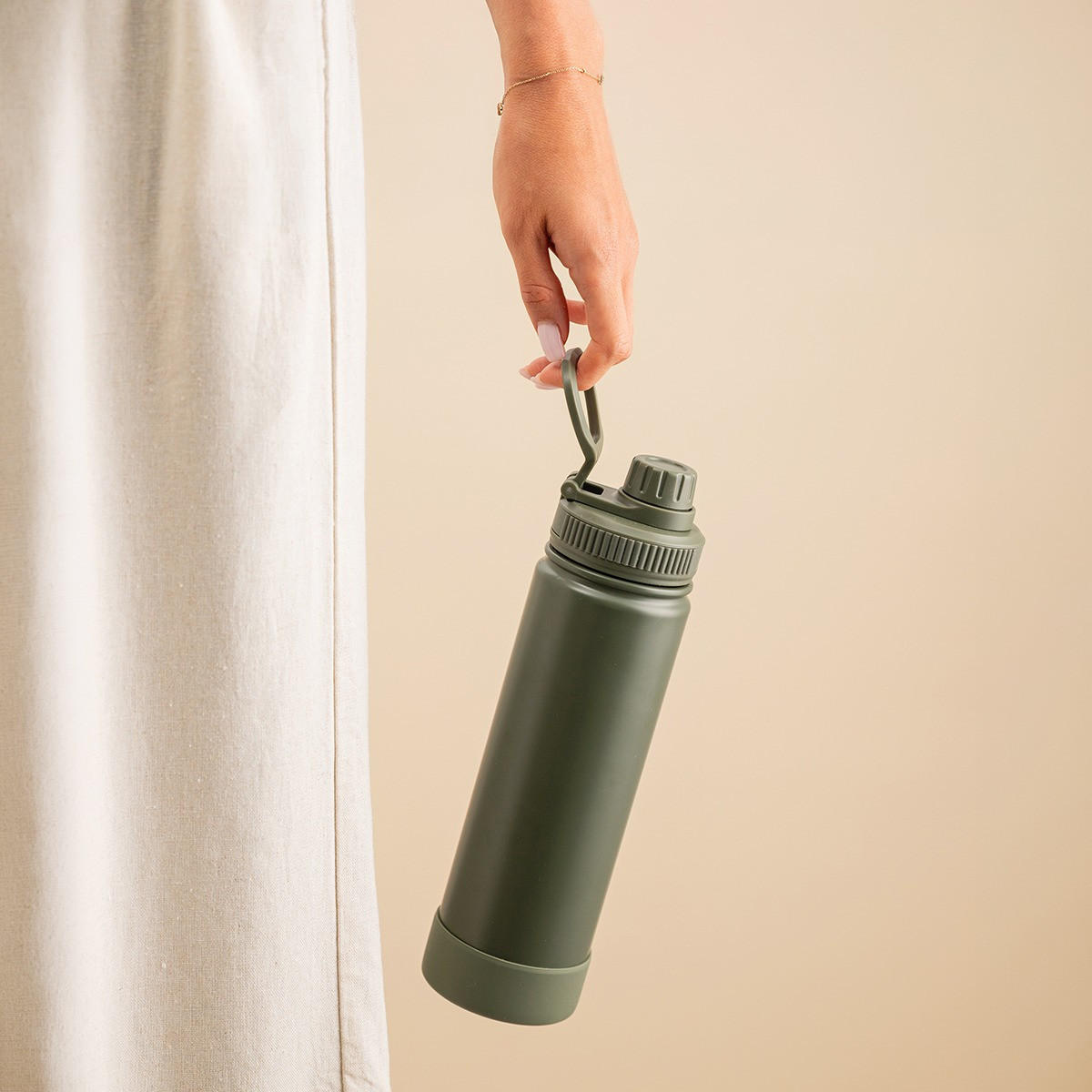 THERMOSFLASCHE Lunare Khaki 660 ml - Grün, Metall (0.66L) - Homla