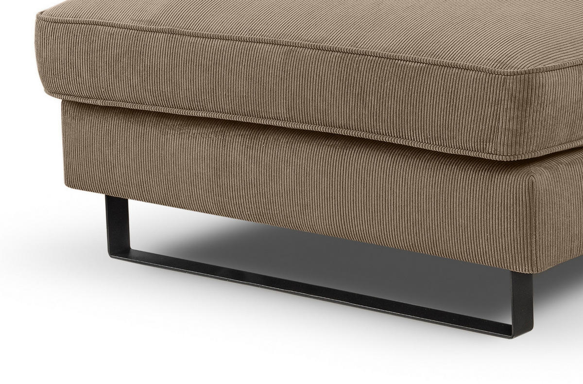 SOFA braun Cord 276 cm, Ecksofa 4-Sitzer, L-Sofa Ottomane links - Schwarz/Braun, Holz/Textil (276/183cm) - Inn.Furn