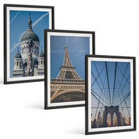 BILDER SET 3er Set - 40x60 cm Schwarzer Rahmen - Ansichten von Gebäuden aus Städten auf der ganzen Welt - Schwarz, Kunststoff (40/60cm) - TULUP