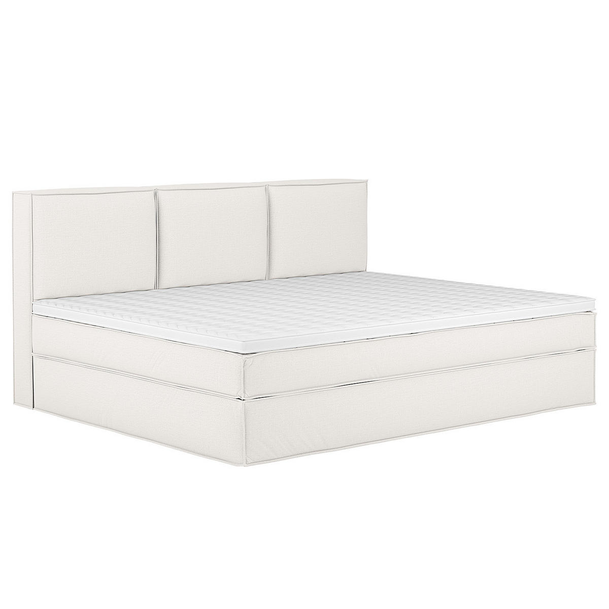 FAMILIENBETT - Boxspringbett, Flachgewebe - Weiß, Textil (270/200cm) - home24