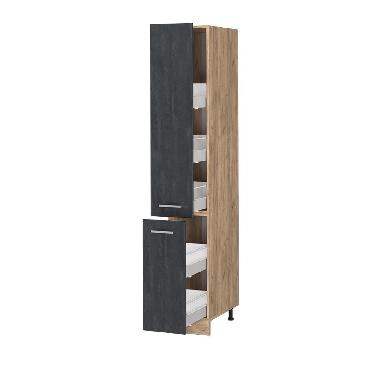 APOTHEKERSCHRANK R-Line Schwarz Beton 30 cm - Honigeiche/Eiche Wotan, Holzwerkstoff (30/206.8/57.2cm) - Vicco