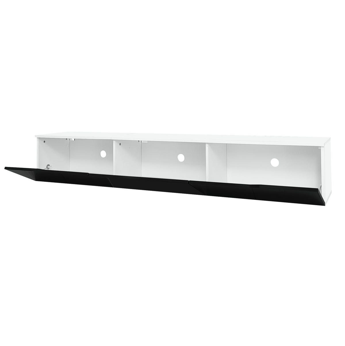 TV ormarić 180/35/30 cm crno-bijeli od MDF-a i iverice s LED rasvjetom i zidnom montažom - crna, drvni materijal (180/30/35cm) - OKWISH