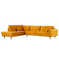 ECKSOFA mit Ottomane - Eichefarben/Gelb, Eichenholz/Textil (287/219cm) - home24