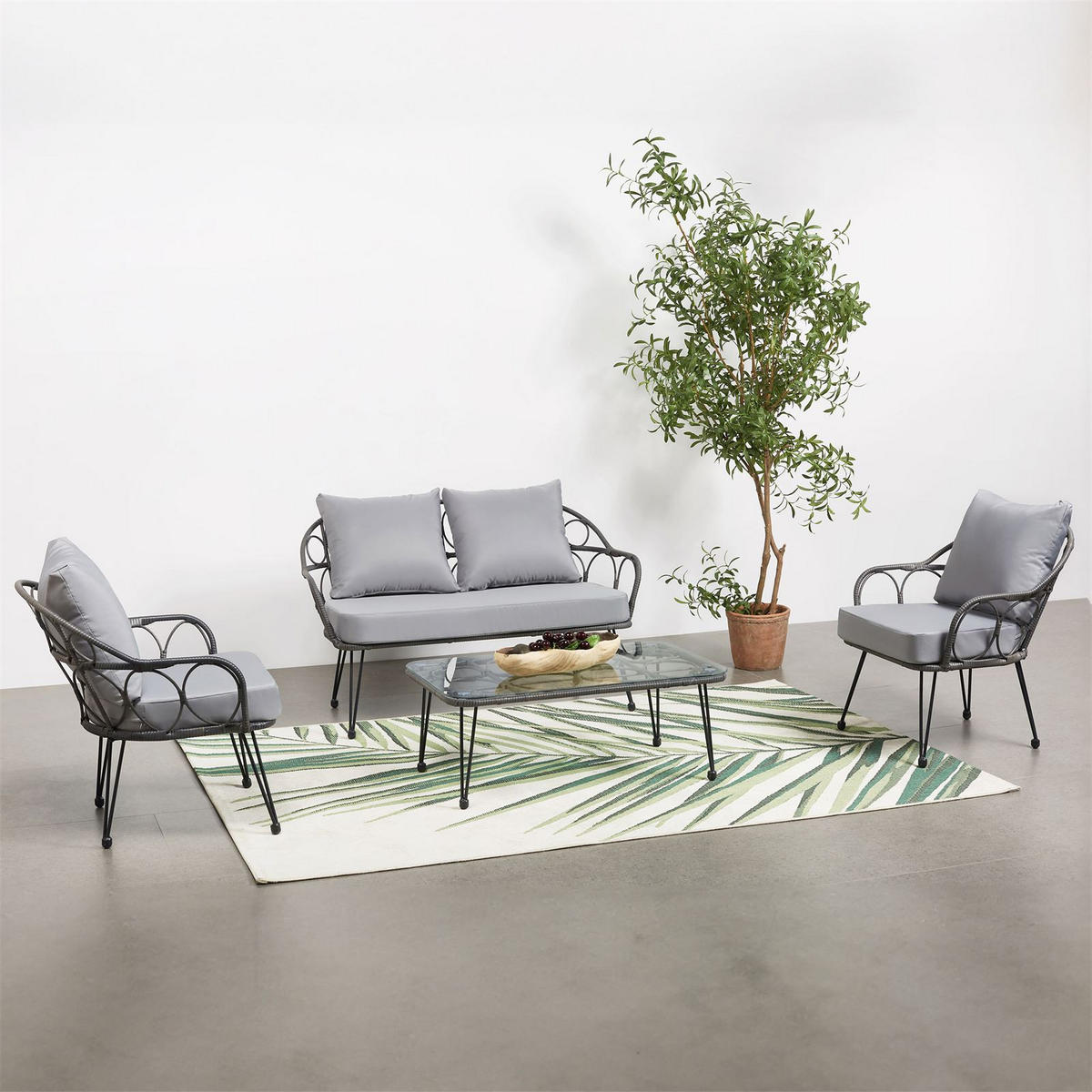 GARTENMÖBELSET CAIRO - Grau, Textil - IDIMEX