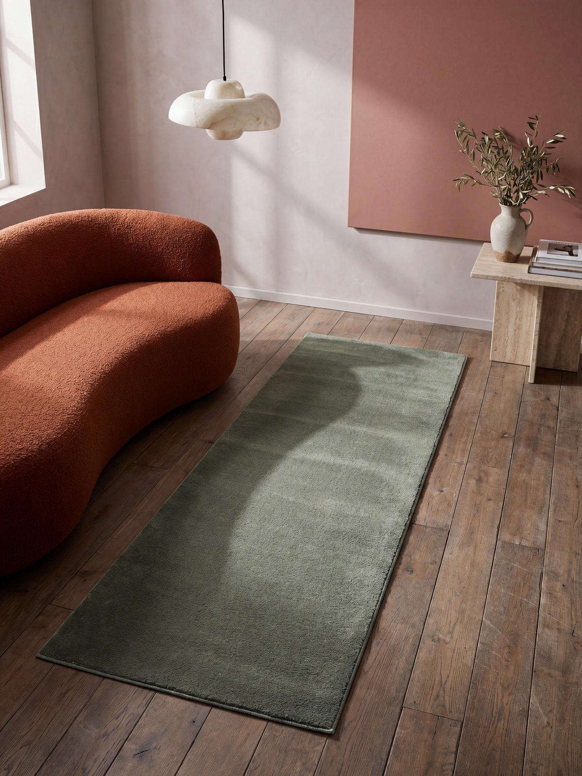 TEPPICHLÄUFER Antirutsch Uni ALDAN Polyester Waldgrün 80 x 150 cm - Grün, Textil (80/150cm) - KADIMA DESIGN