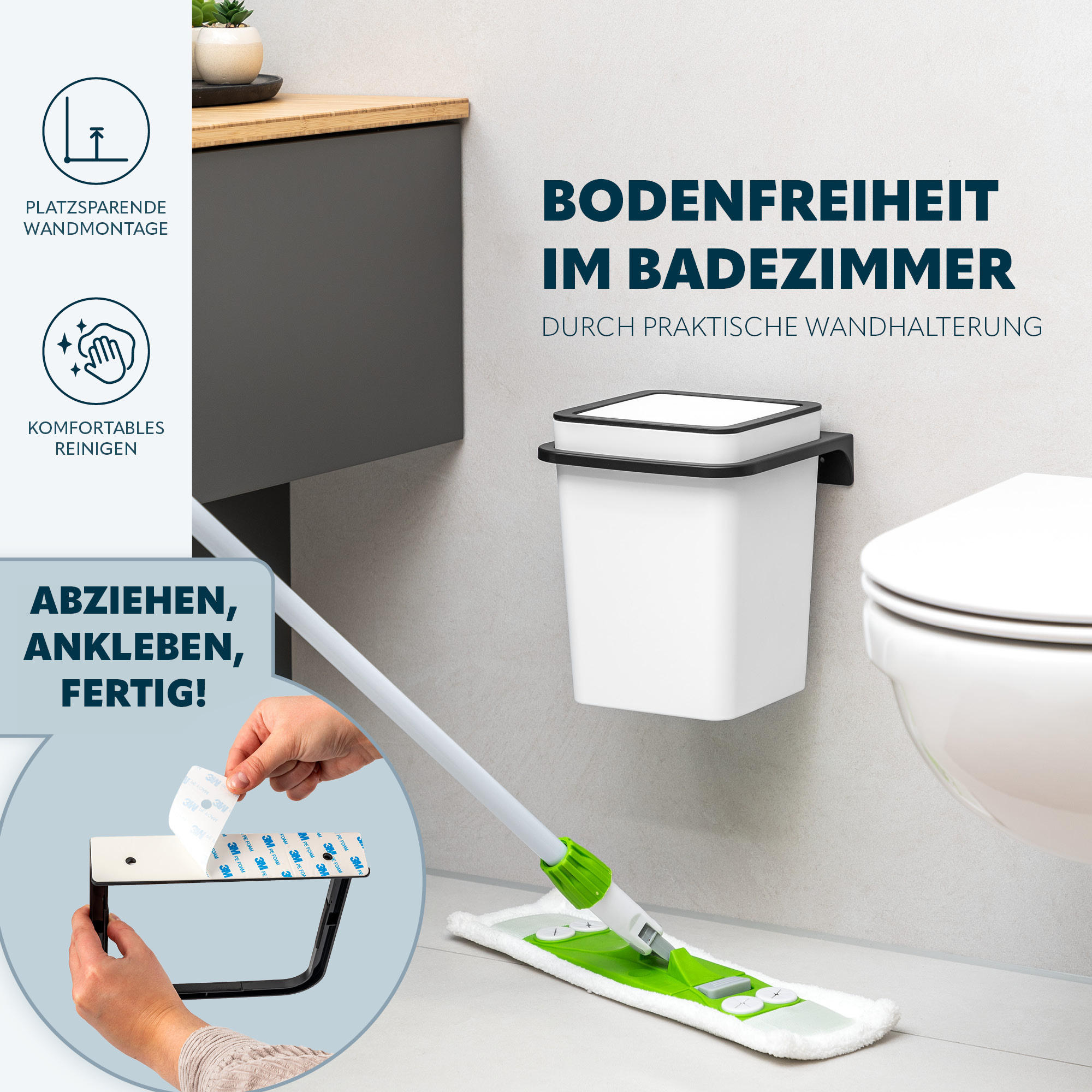 Thumbnail - bremermann Kosmetikeimer, Weiß, Kunststoff, 18x25x18 cm, Badaccessoires, Waschplatzzubehör, Kosmetik- & Abfalleimer