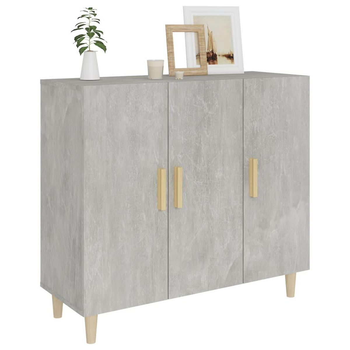 SIDEBOARD mit 3 Türen 90/34/80 cm aus Holzwerkstoff Betongrau - Hellgrau, Holz (90/80/34cm) - vidaXL