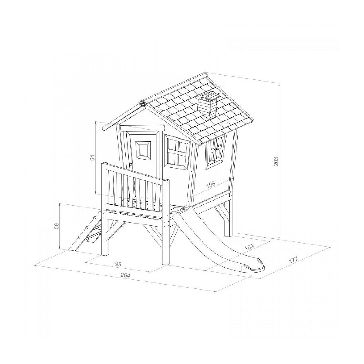 KINDERSPIELHAUS Robin Braun Weiß mit Rutsche Weiß - Weiß, Holz (264/203/177cm) - Axi House