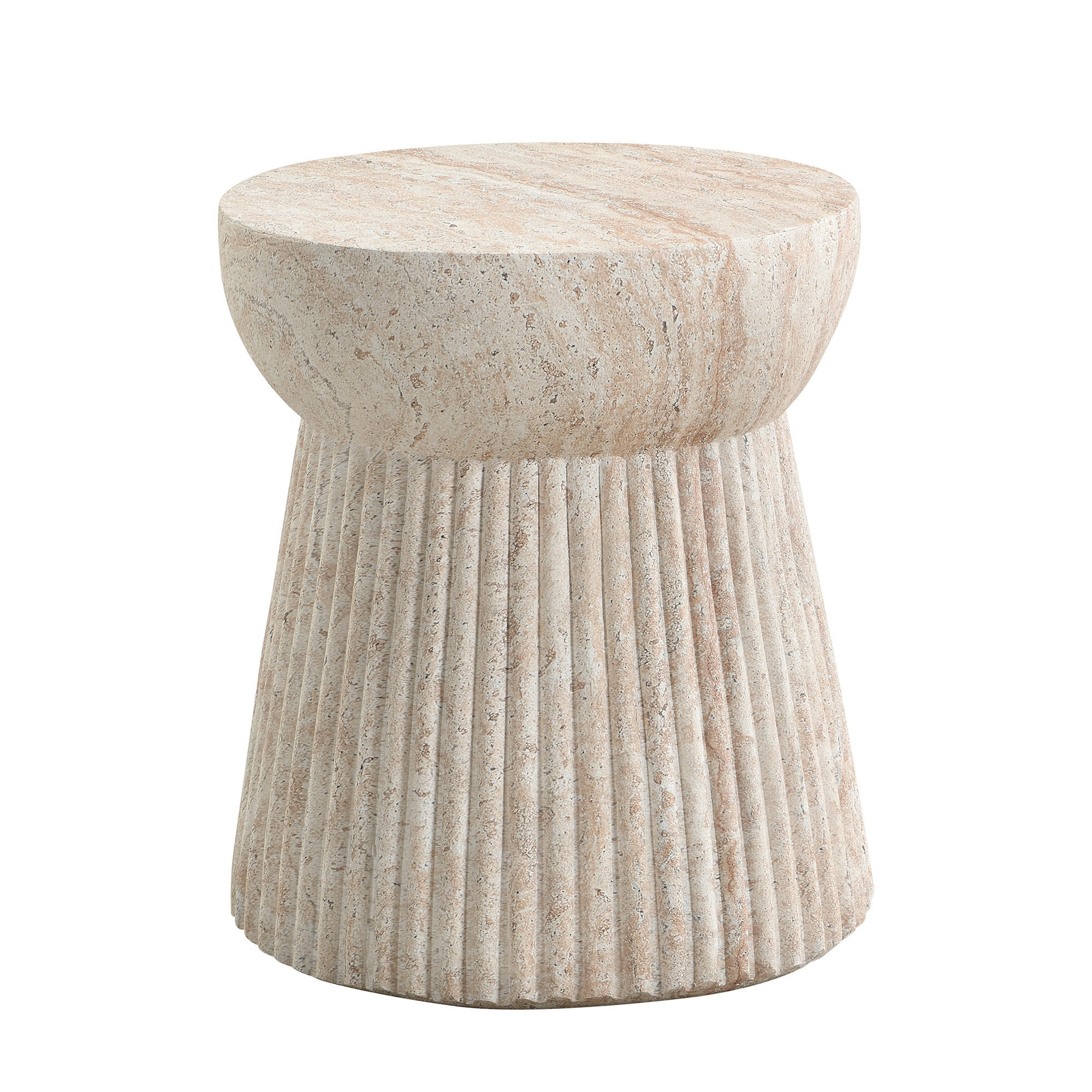 BEISTELLTISCH, MgO, Indoor/Outdoor, Travertinoptik - Beige, Naturmaterialien (38/38/43cm) - FLIEKS