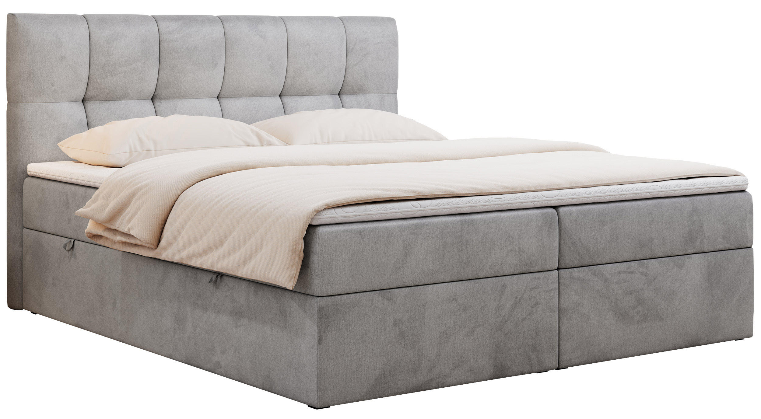 BOXBETT RICO 180/200 Hellgrau Velvet - H3 - Hellgrau, Holz/Textil (180/200cm) - MKS