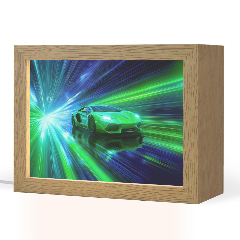 OnlyWow NOČNÍ LAMPIČKA Rychlost - Lehké - Sportovní vůz - Zelená 20x15 cm