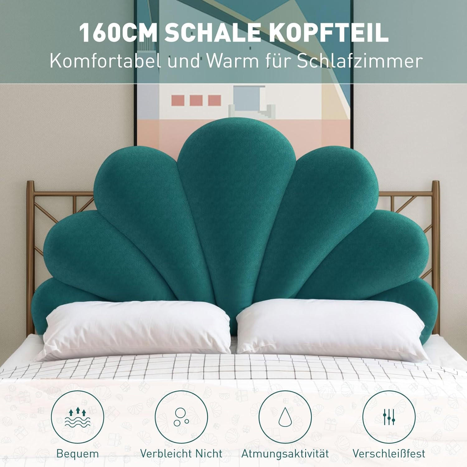 DEKOKISSEN SHELL Grüner - Dunkelgrün, Textil (90/150cm) - Vercart
