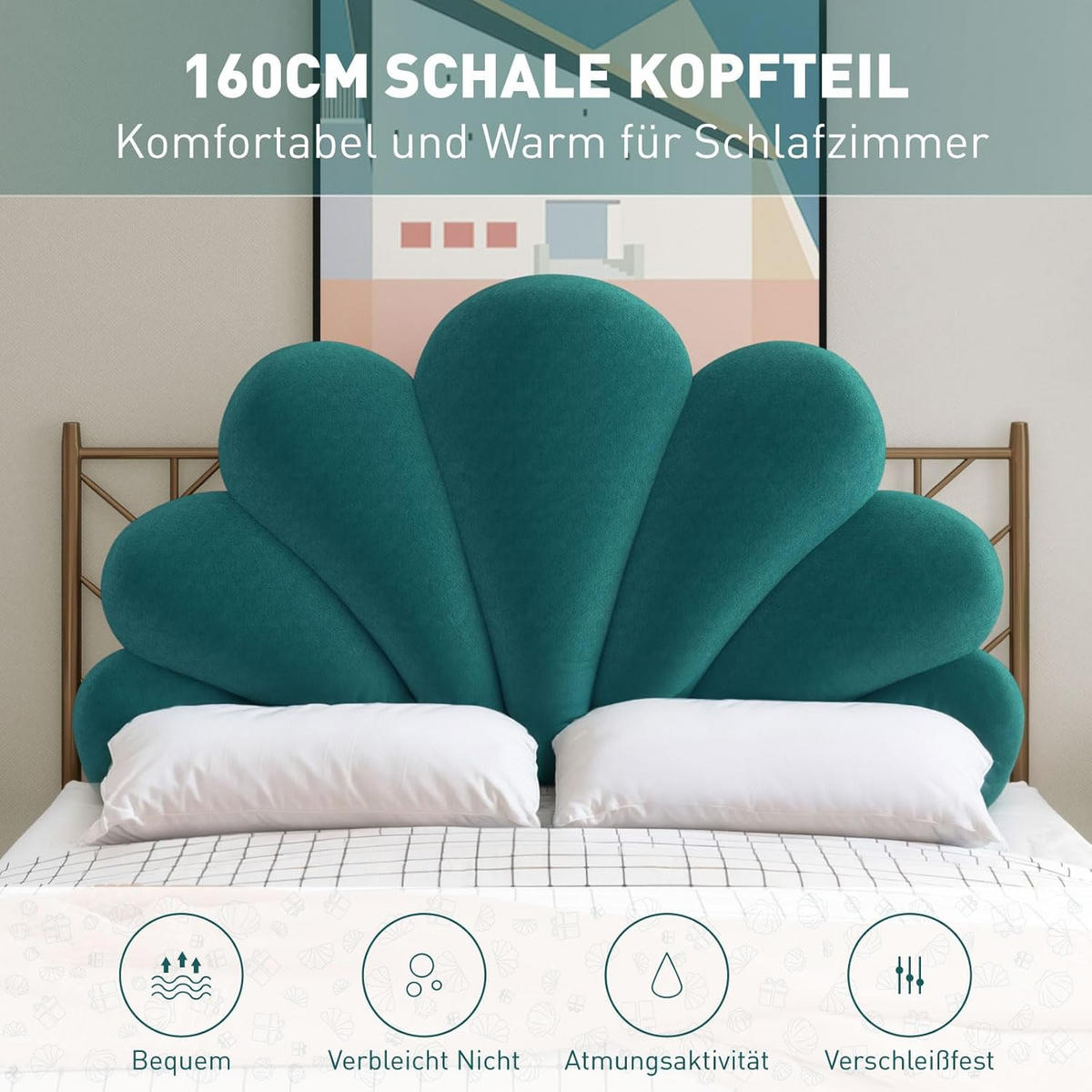 DEKOKISSEN SHELL Grüner - Dunkelgrün, Textil (90/150cm) - Vercart