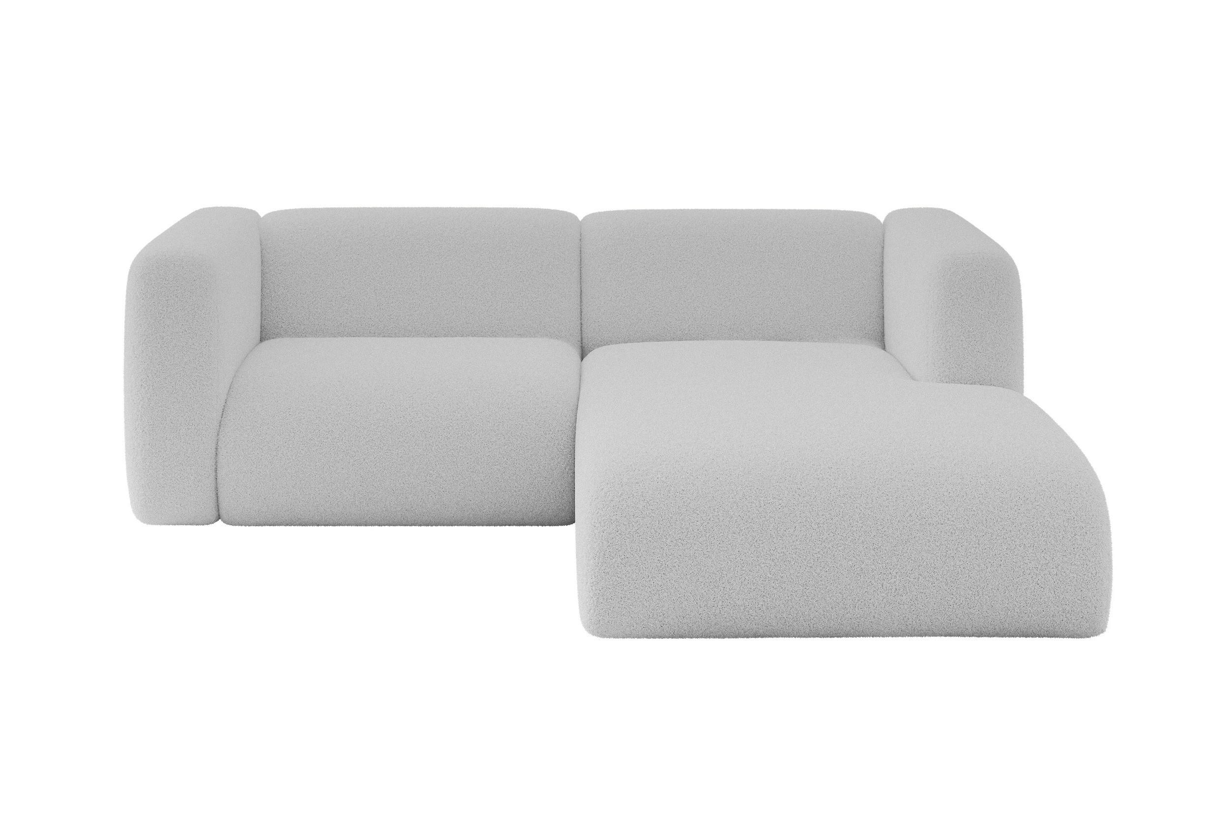 ALTDECOR ROHOVÁ SEDAČKA S PRAVOU OTOMANOU MIRA-L1 227x179x89 Světle šedá Bouclé