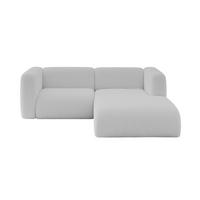 ECKSOFA Ottomane Rechts MIRA-L1 227x179x89 Hellgrau Bouclé - Silberfarben/Hellgrau, Holzwerkstoff/Kunststoff (227/179cm) - ALTDECOR