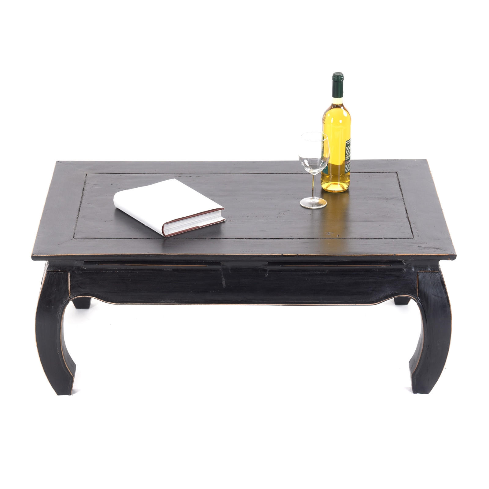 OPIUMTISCH EAST 100 Mahagoni Recyclingholz massiv 09 voodoo - schwarz - Schwarz, Holz (60/100/41cm) - DESIGN DELIGHTS