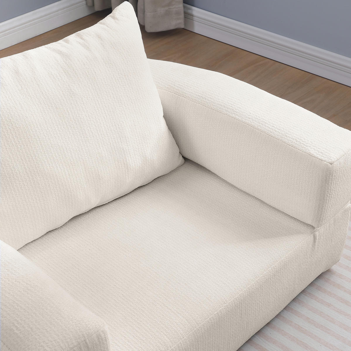 SCHLAFSESSEL in Chenille-Optik - Beige, Textil (101/41/90cm) - Urban Meuble