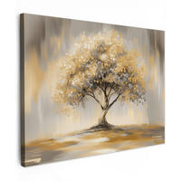 LEINWANDBILD Gemälde - Baum - Abstrakt - Blätter Wandbilder 80x60 cm - Beige, Textil (80/60cm) - MuchoWow