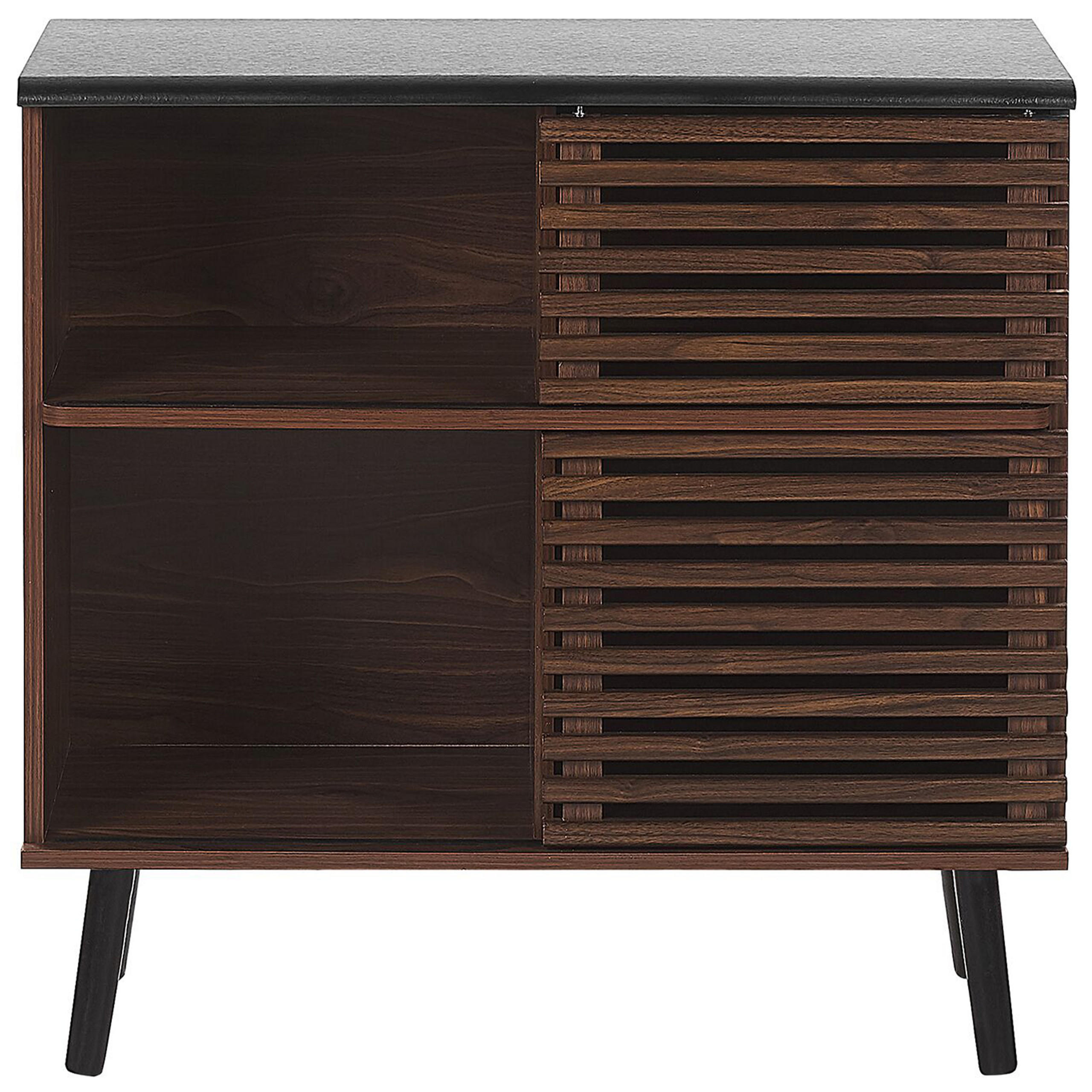 SIDEBOARD Dunkler Holzfarbton Perth - Dunkelbraun/Schwarz, Holzwerkstoff (80/80/40cm) - Beliani