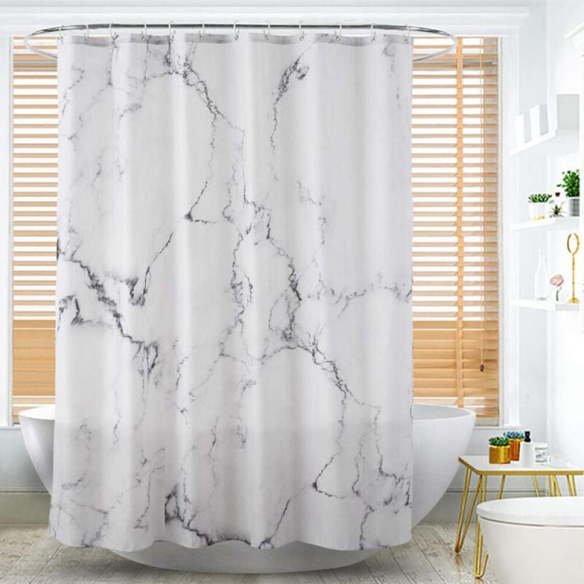 DUSCHVORHANG Marmor Polyester wasserdicht schimmelresistent für Badewannen und Duschen Badezimmer - Grau, Textil (180/180cm) - MCBOSON