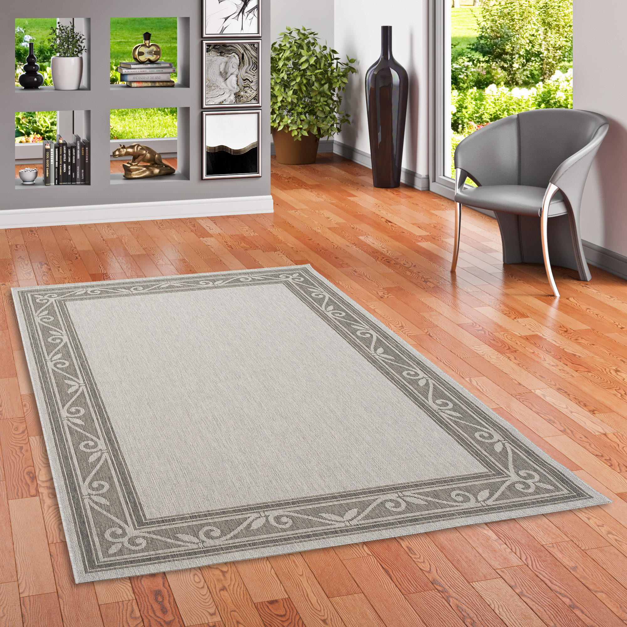 MODERN FLACHGEWEBE RUGGY BAROCK BORDÜRE - Grau, Textil (80/150cm) - Pergamon