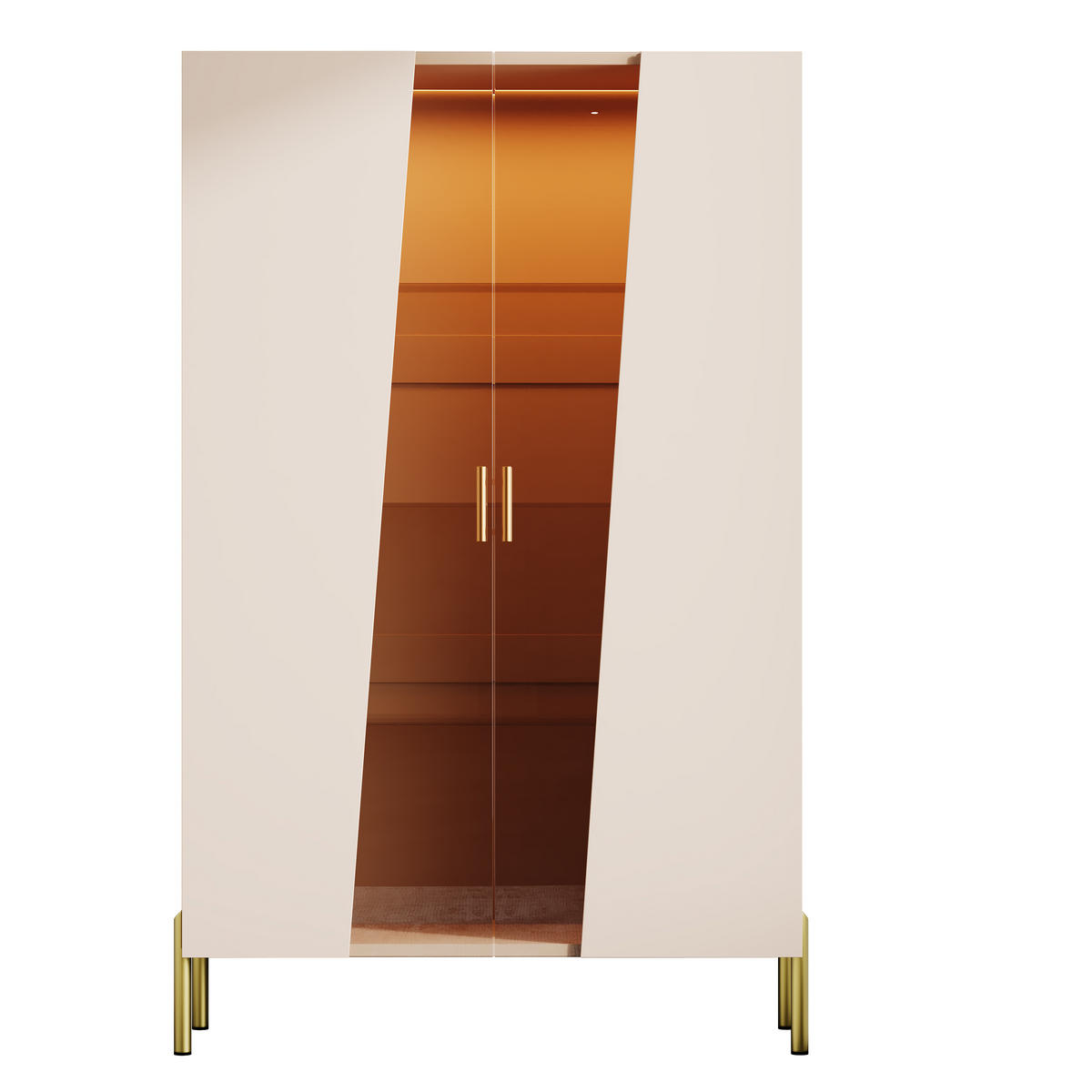 VITRINE 72x40x145 cm mit LED und Glastür - Beige, Holzwerkstoff (72/145/40cm) - FLIEKS