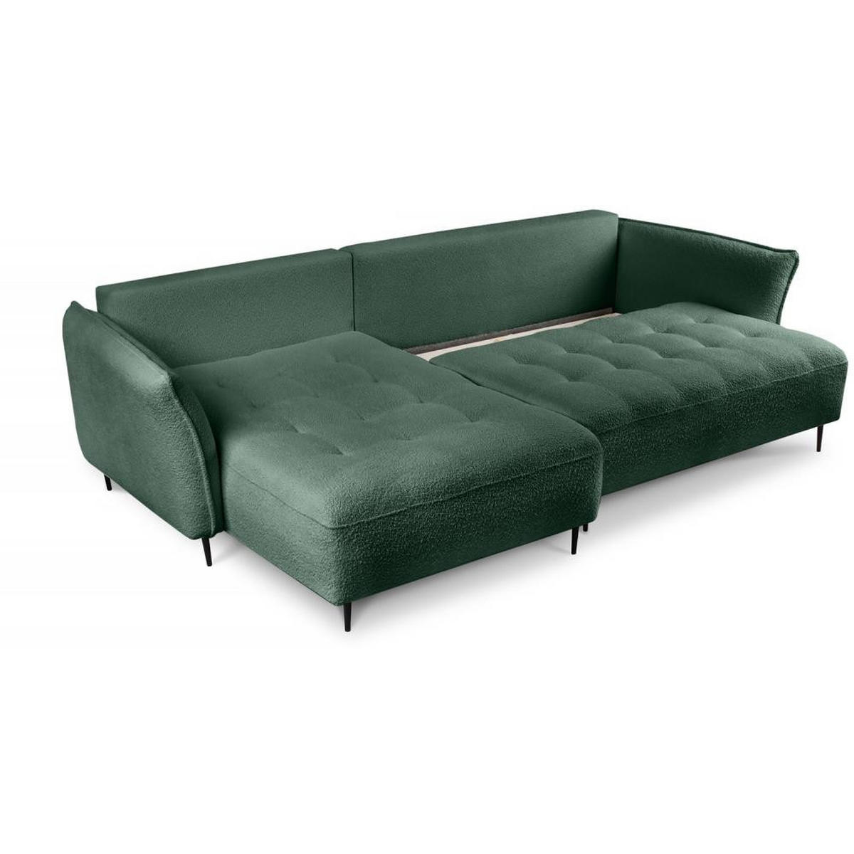ECKSCHLAFSOFA Bari links grün - Schwarz/Grün, Textil (276/158cm) - Beautysofa
