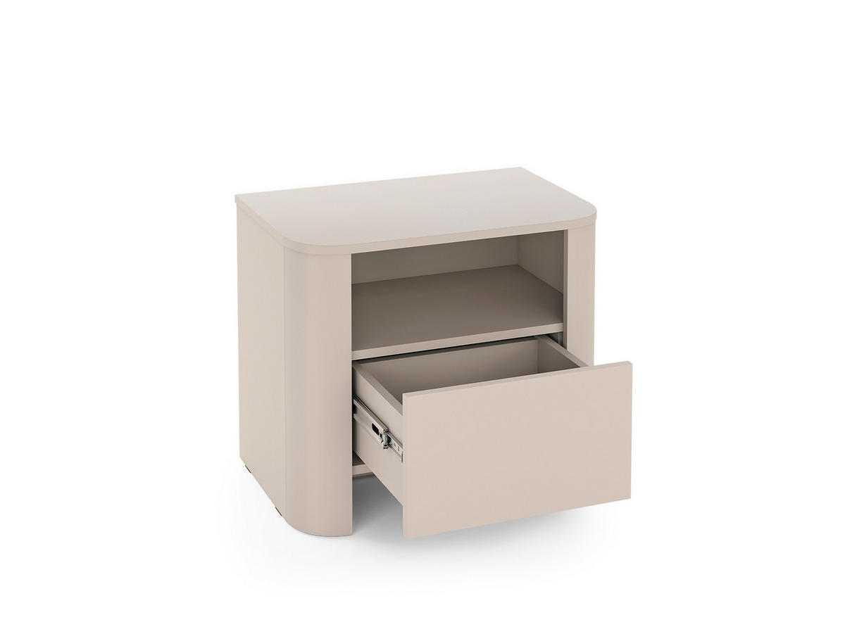 NACHTTISCH Fari Kaschmir, mit Schublade - Kaschmir/Schwarz, Holzwerkstoff (58/52/39cm) - Bettso