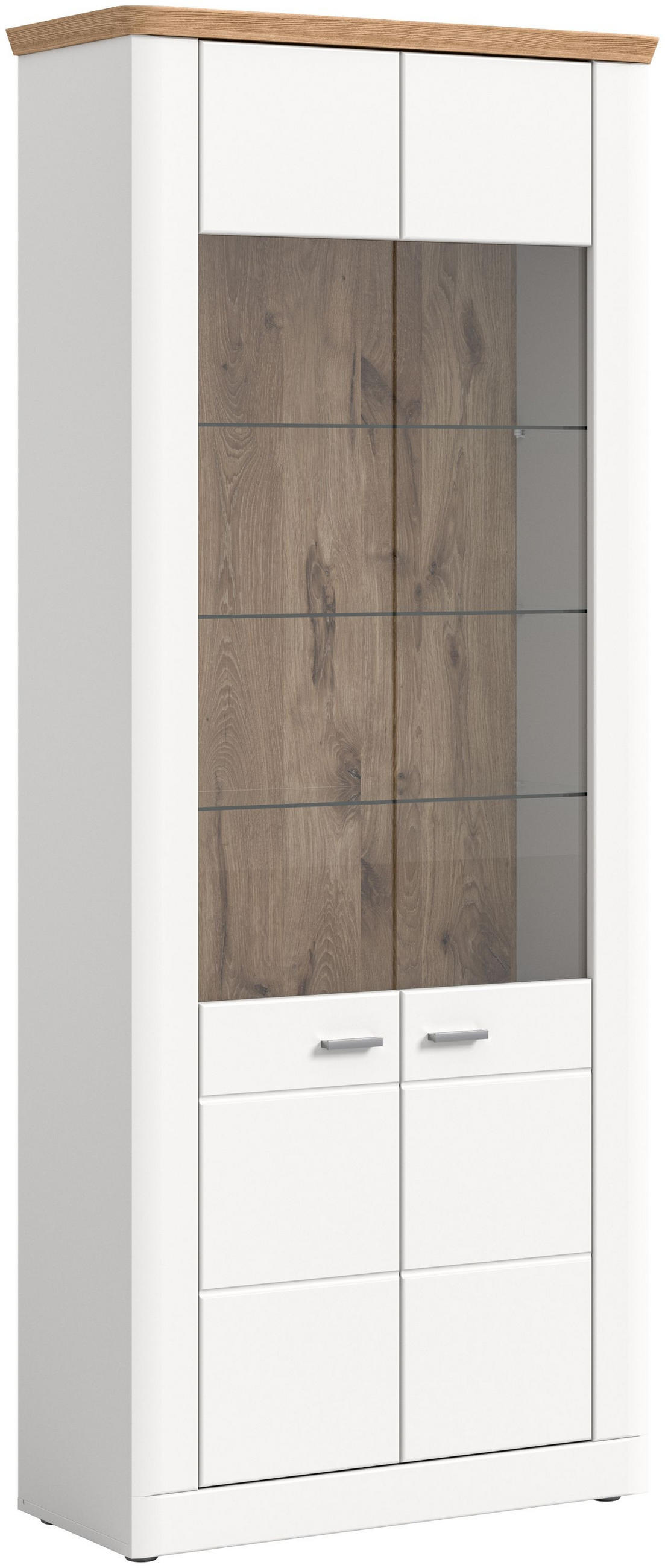 VITRINE Aarhus weiß Nox Oak Nachbildung - Weiß, Holzwerkstoff (85/205/37cm) - Xonox