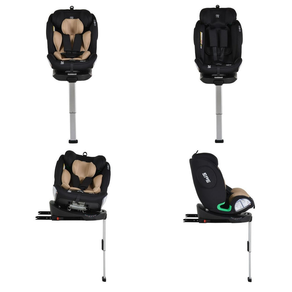 KINDERSITZ Legend i-Size beige (40-150cm) Isofix 360 Grad-Drehung Stützbein SPS - Beige, Kunststoff (46/60/50cm) - Moni